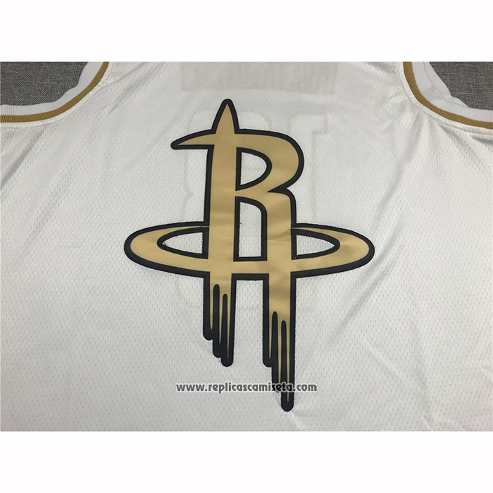 Camiseta Golden Edition Houston Rockets James Harden #13 Blanco